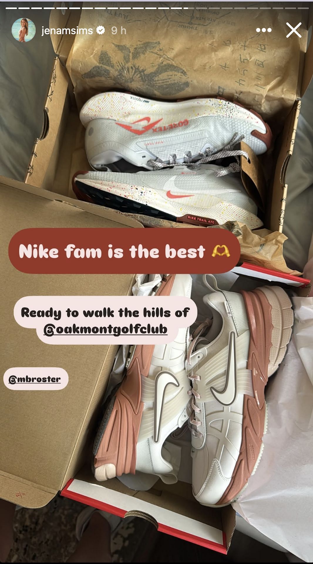 Jena Sims shares a snap of her new shoes for the 2025 US Open (Image via Instagram @jenamsims)